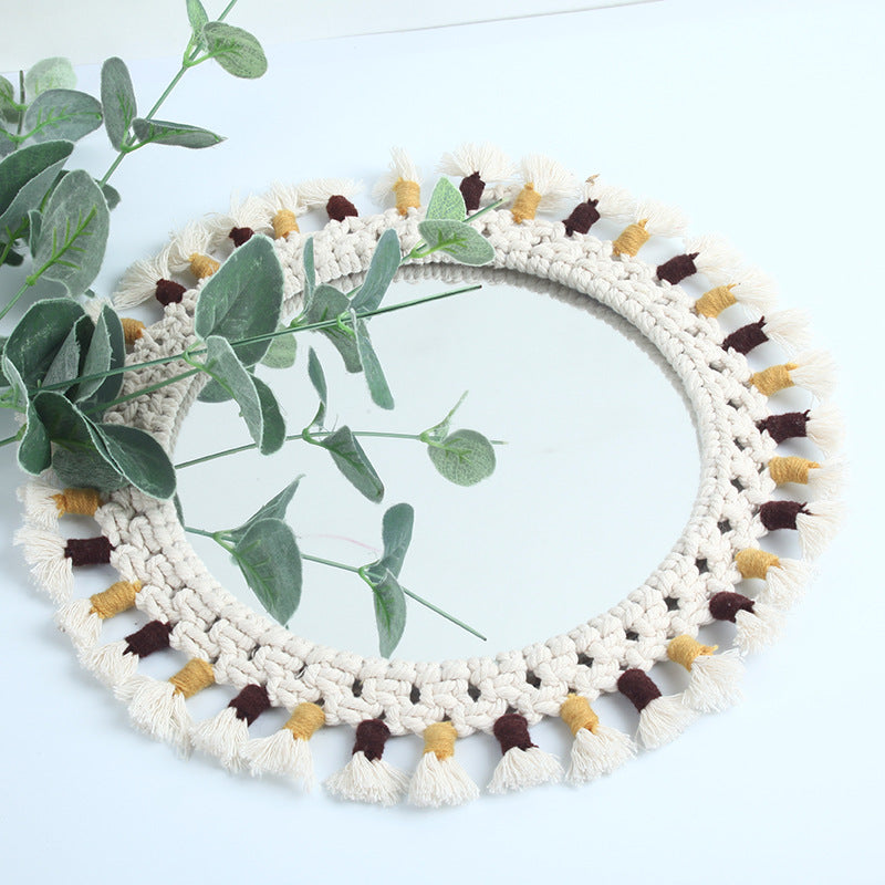 Miroir Tapisserie Fait Main Miroir de Maquillage Décoration de Chevet Accroche Murale