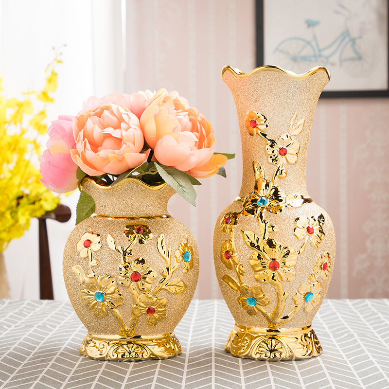 Vase en Céramique Doré par Électrodéposition Style Européen Décoration Maison