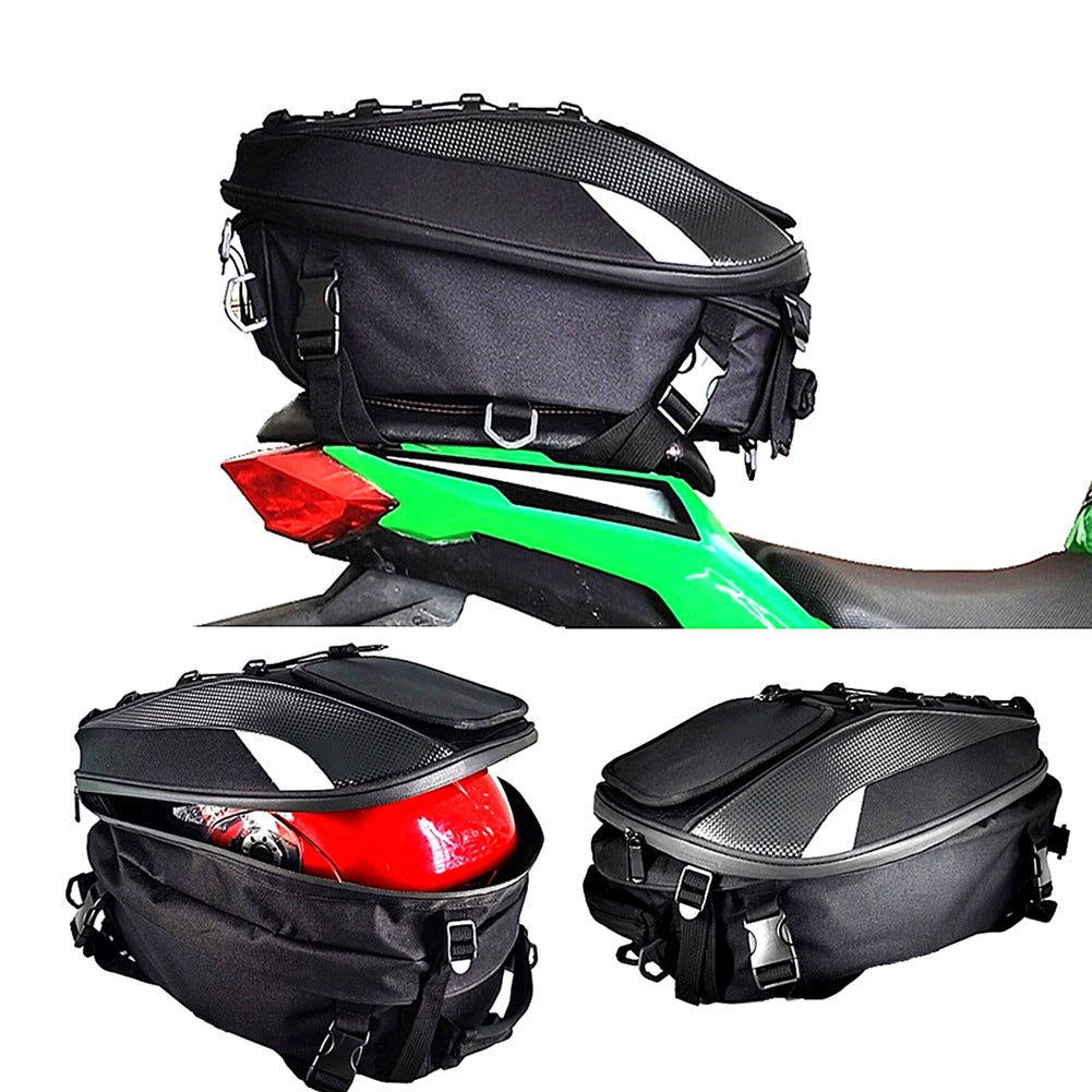 Sacoche Arrière pour Motard, Artisanat en Cuir PU et Tissu Oxford, Extensible