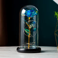 Rose Préservée Sous Cloche en Verre Borosilicate avec Feuille d'Or – Décoration Cadeau Pour Fête des Mères, Saint-Valentin, Anniversaire