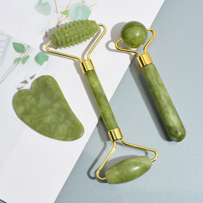 Rouleau de Massage avec Trois Ensembles de Massage en Jade Facial de Qualité