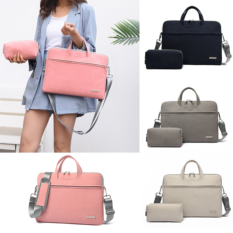 Sac en Cuir PU pour Ordinateur Portable Femme 13,3-15,6" Mallette Homme Épaule