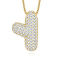 Collier Initiale Plaqué Or en Argent Sterling S925 11,25g pour Femme, Pendentif Lettre Bulle Moissanite D Couleur VVS1, Bijoux Massifs Pave avec Certificat GRA, Cadeau Anniversaire Personnalisé G