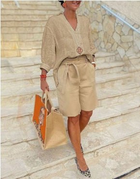 Ensemble Mode Décontractée Femme en Coton et Lin – Confort et Élégance Casual