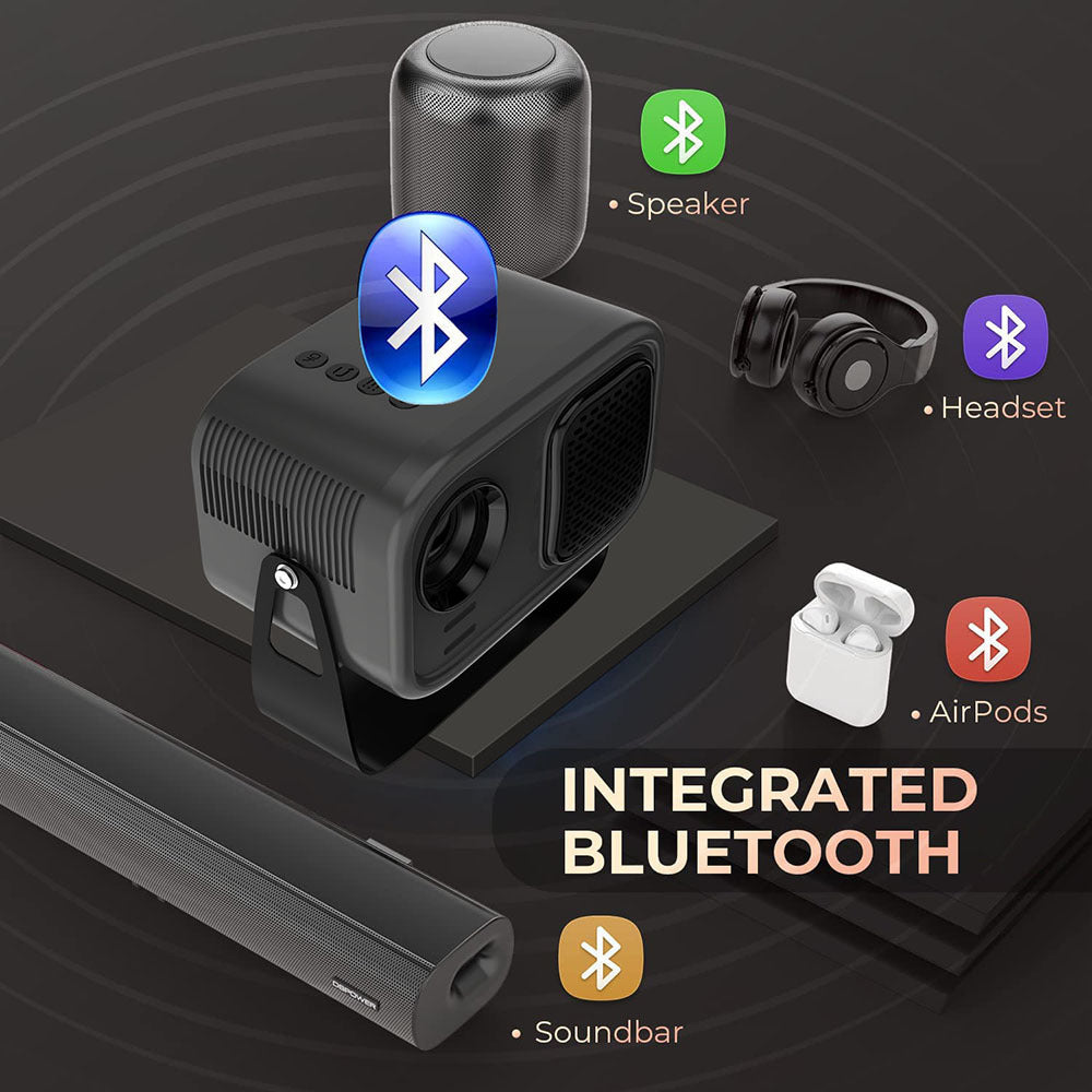 Projecteur Portable Intelligent HD pour Bureau à Domicile, Puissance 60W, Noir, Android, 150 Lumens, Résolution 1280x720