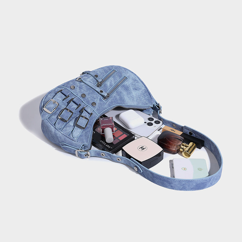 Sac d'aisselle en denim style rétro américain