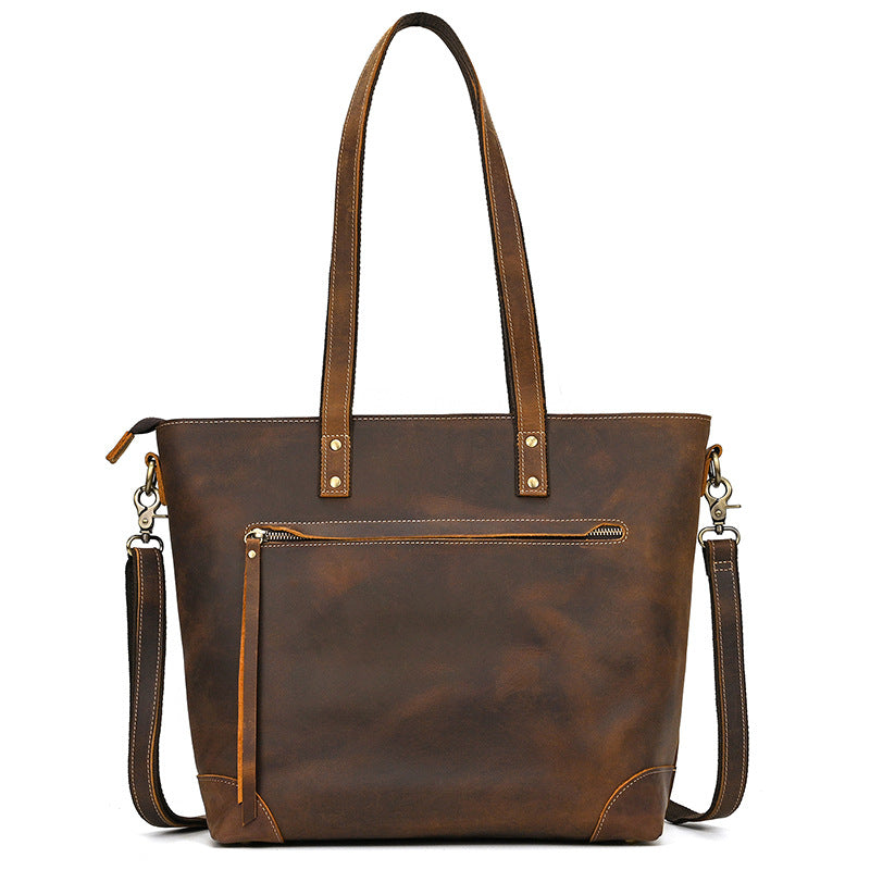 Sac Cabas en Cuir Crazy Horse Grande Capacité – Élégance et Praticité au Quotidien