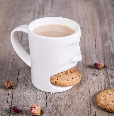 Tasse à biscuits en céramique créative visage tasse à biscuits tasse en céramique pour lait et café