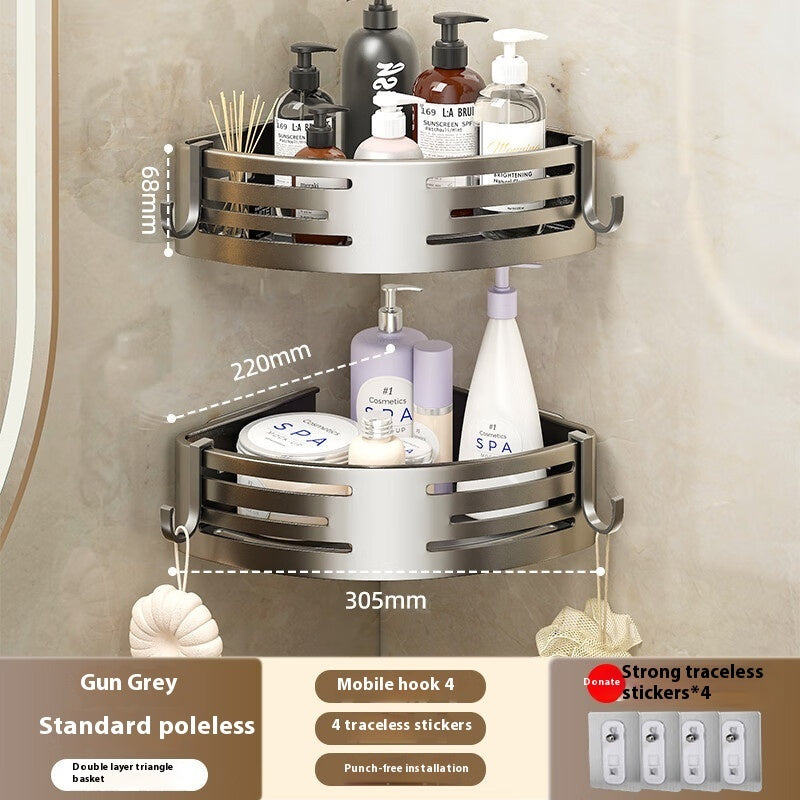 Étagère de Rangement d'Angle Surélevée Portable pour Salle de Bain en Aluminium