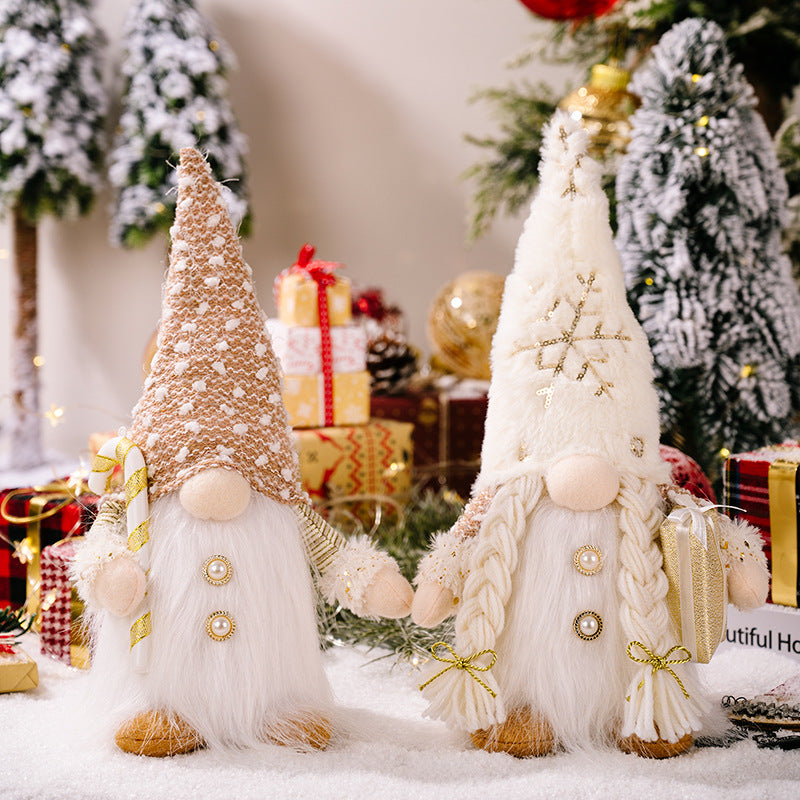 Ornement de poupée décorative sans visage en tissu pour Noël, décorations festives