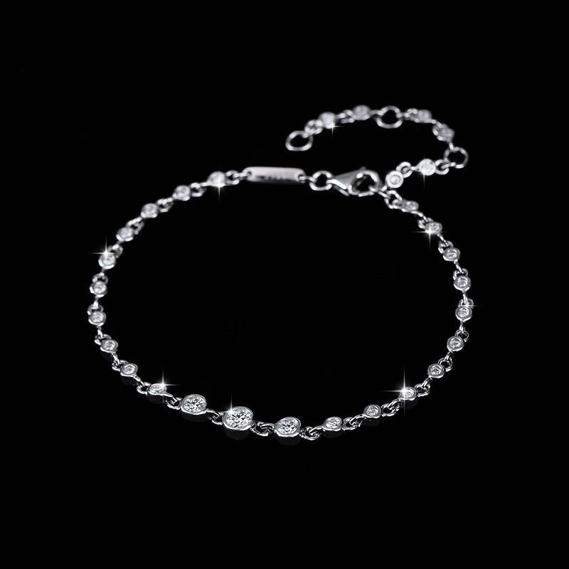 18 Gold Plated Diamond S925 Sterling Silver Bracelet - IVOIRART.COM