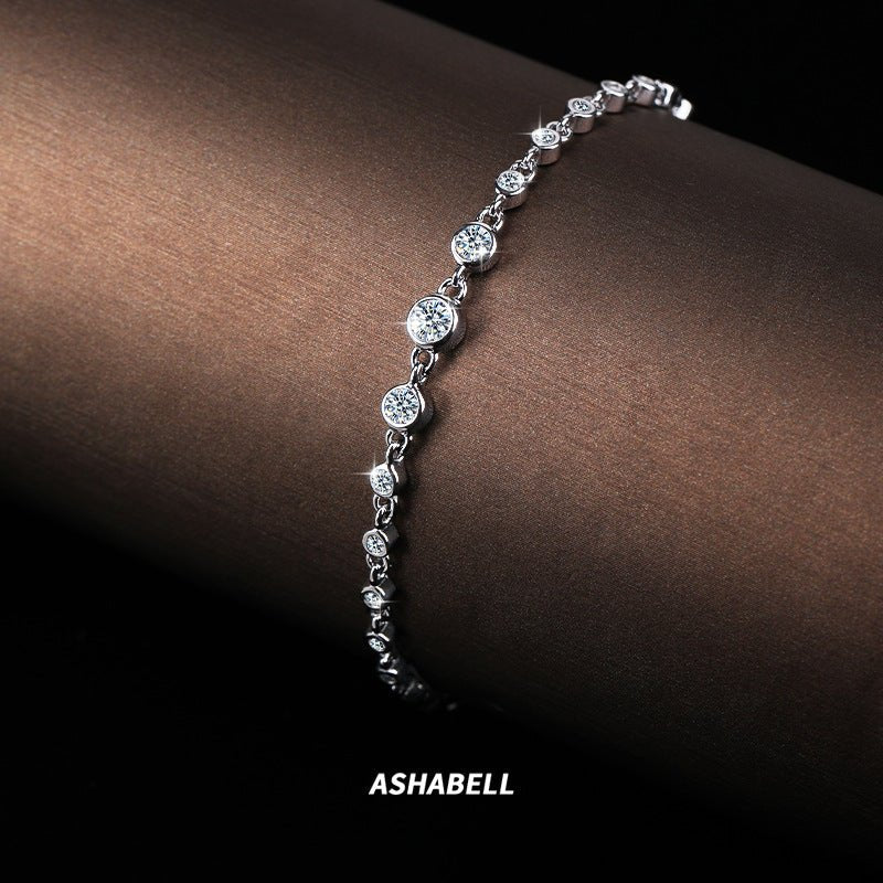 18 Gold Plated Diamond S925 Sterling Silver Bracelet - IVOIRART.COM
