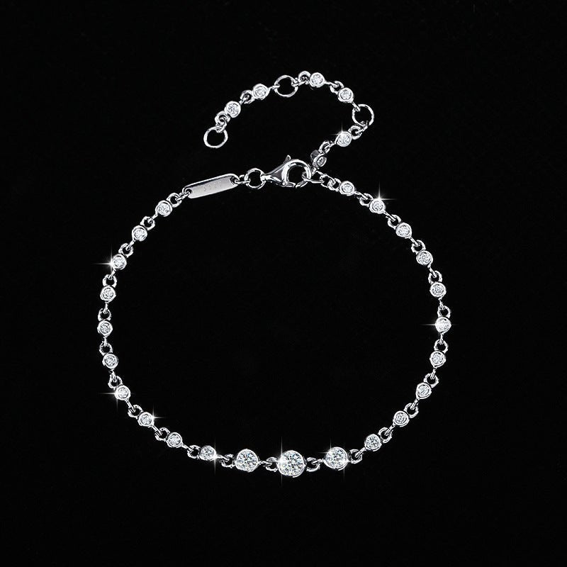 18 Gold Plated Diamond S925 Sterling Silver Bracelet - IVOIRART.COM