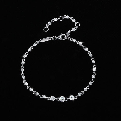 18 Gold Plated Diamond S925 Sterling Silver Bracelet - IVOIRART.COM