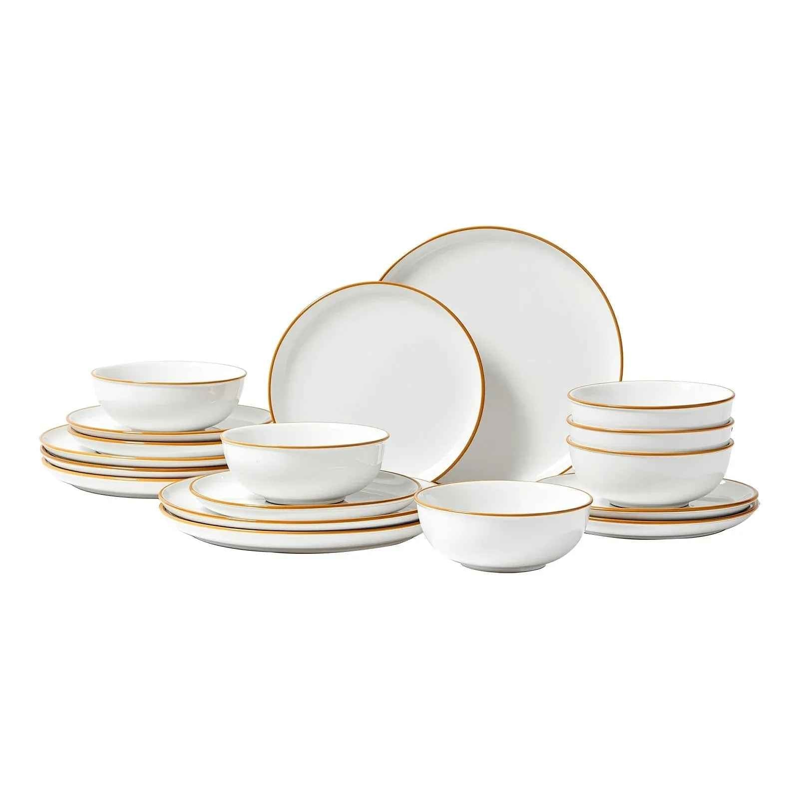 18 PCS Dinnerware Set Ceramic Plates And Bowls Sets Service For 6 White - IVOIRART.COM