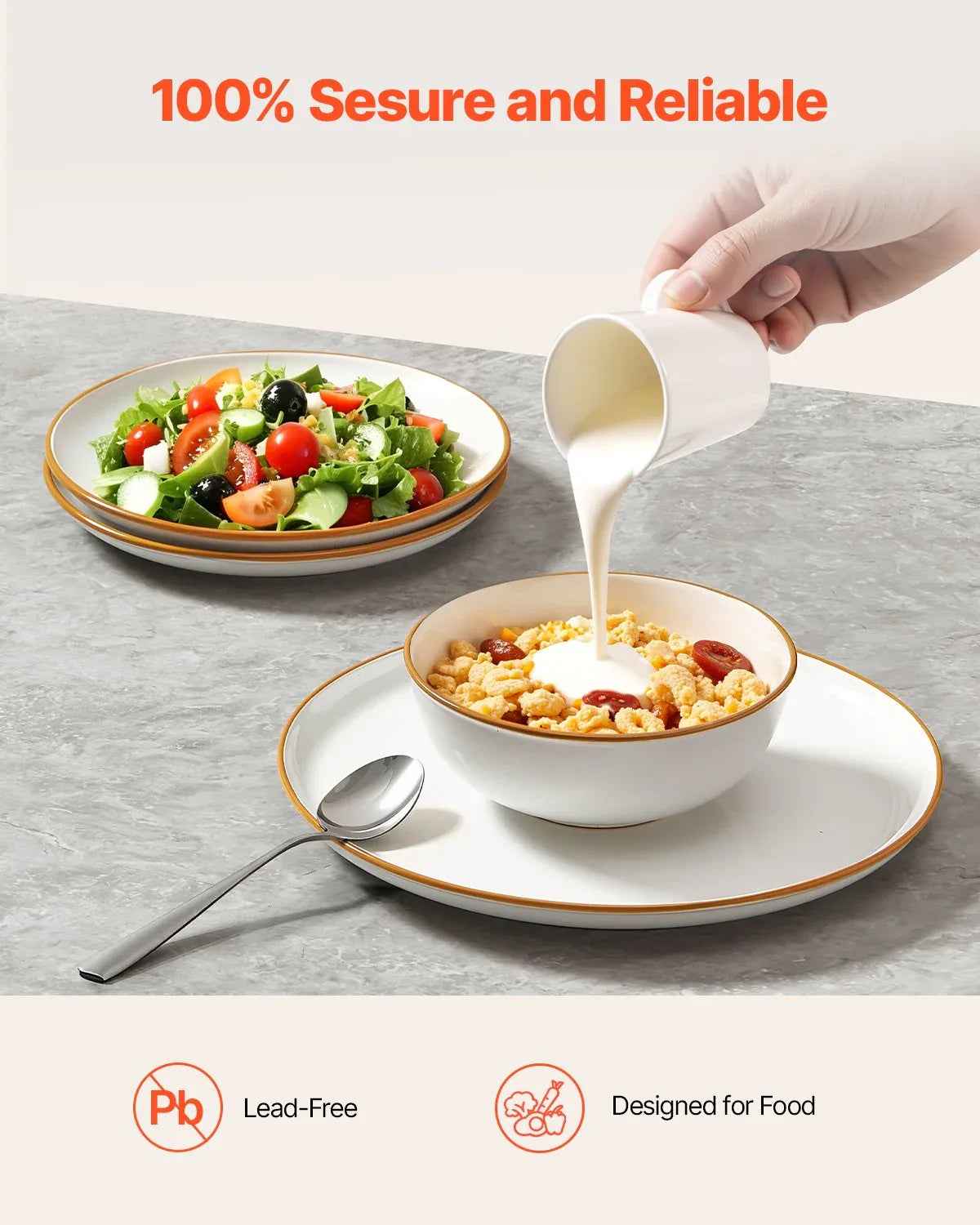 18 PCS Dinnerware Set Ceramic Plates And Bowls Sets Service For 6 White - IVOIRART.COM