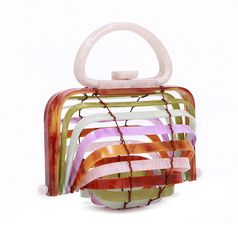 Sac coquille pliable en bambou acrylique panier creux