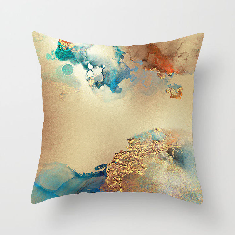 Housse de coussin en texture impression aquarelle dorée nordique