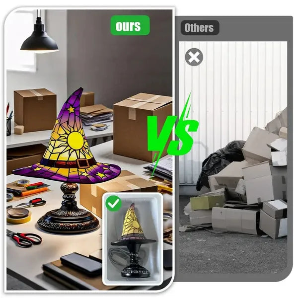 Lampes de Chapeau de Sorcière, Lampe Rétro Gothique en Résine Colorée USB Éclairante pour Chambre de Fête avec Charme Mystique, Lumières en Forme de Chapeau de Sorcier Créatif pour Fête Intérieure Décoration de Maison Hantée Halloween