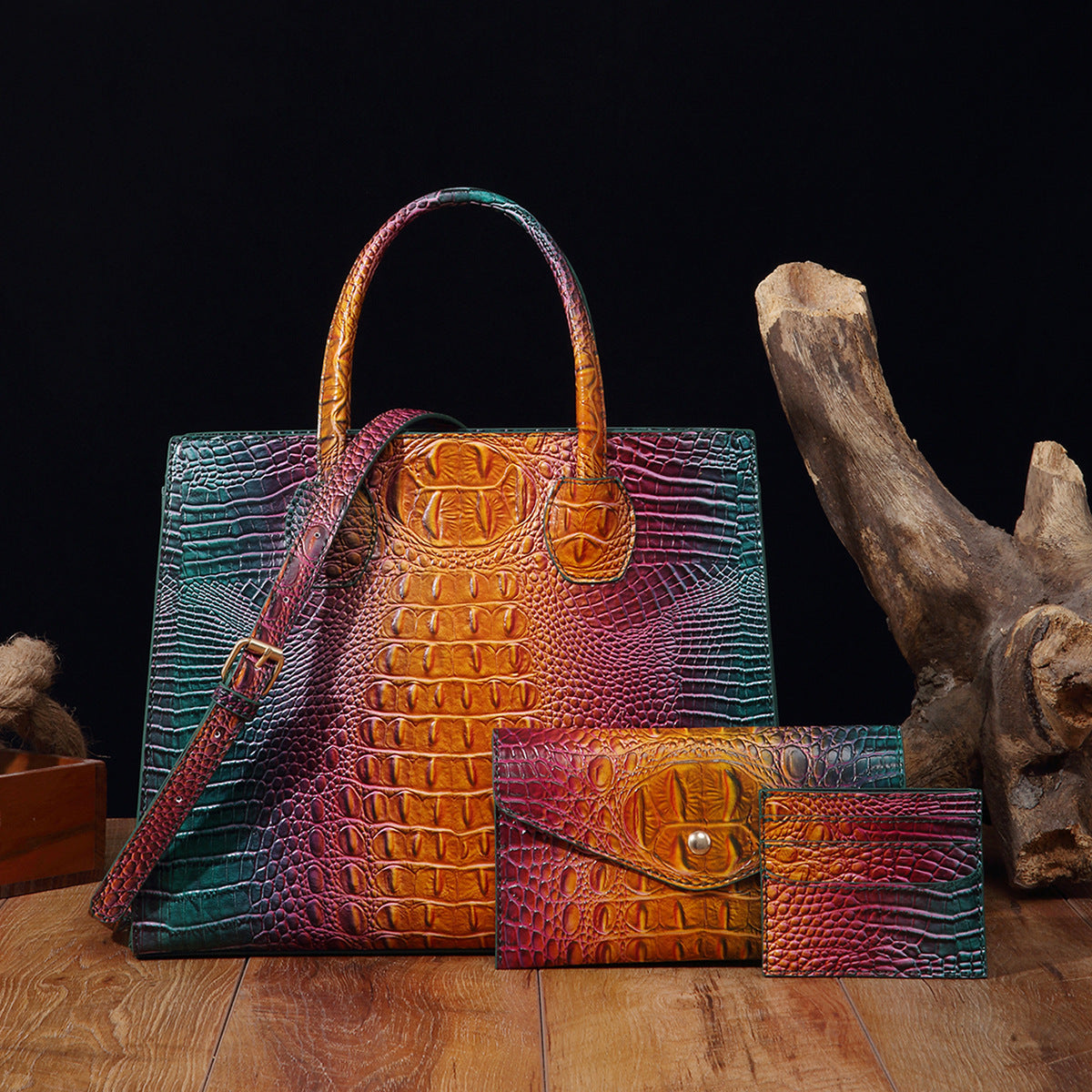 Sac bandoulière pour femmes avec design crocodile éclatant style Brummie
