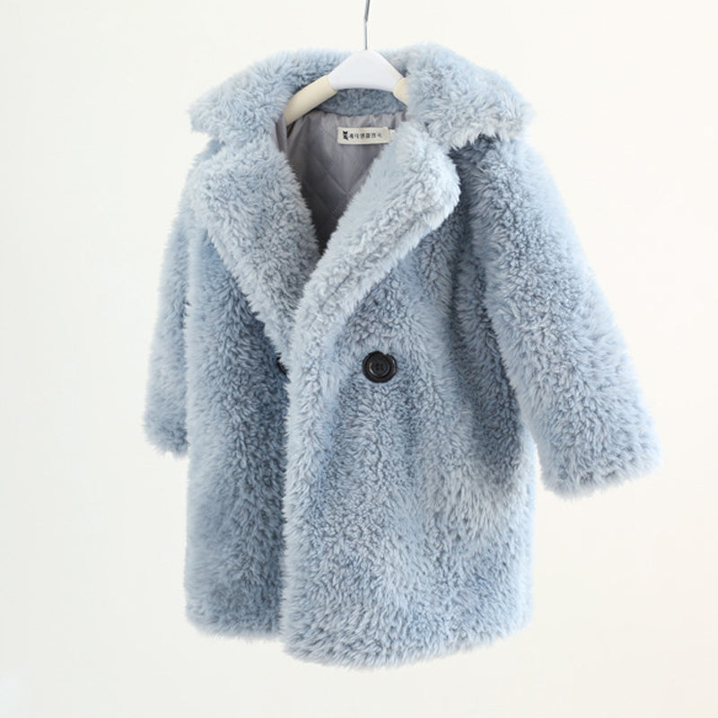 Manteau en Fourrure Épais pour Grands Enfants en Automne et Hiver Chaud