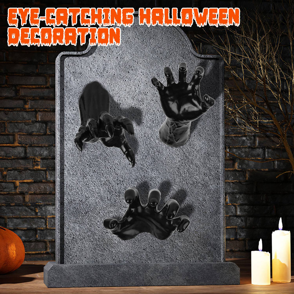 3Pcs Mains Atteignantes Effrayantes Avec Bougies Éclairées Décoration Murale Halloween Main de Sorcière Diable Esthétique Gothique Taille Réelle Sculpture Horrifique