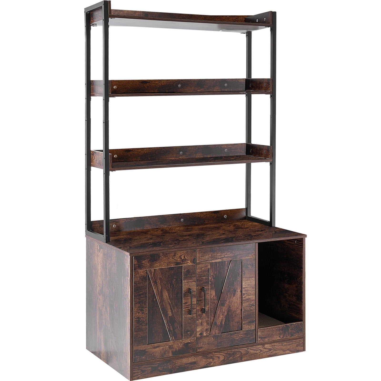 Enceinte en bois pour boîte à litière de chat, meuble caché avec 3 étagères