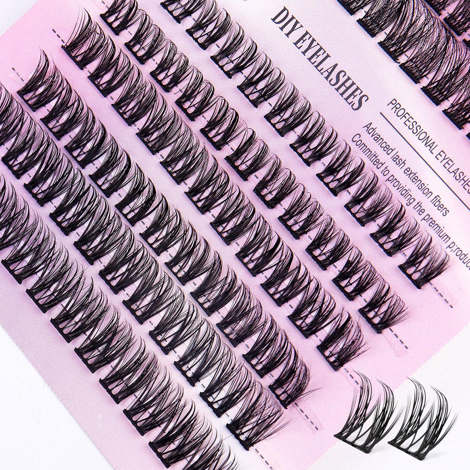12 Rangées de 150 Extensions de Cils en Groupes pour un Regard Intense et Sublimé