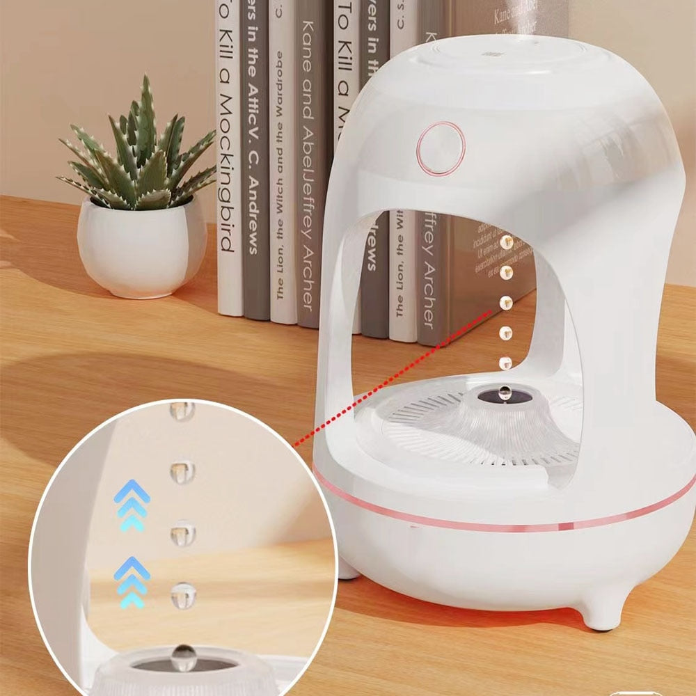 Humidificateur Fontaine LED Gouttes d'Eau Antigravité avec Purification Air