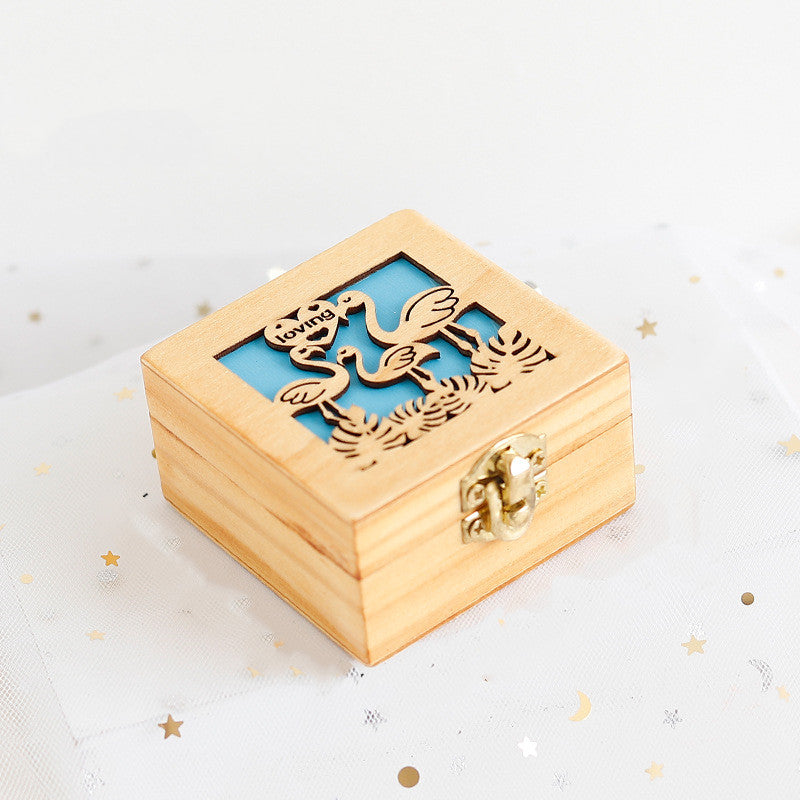 Boîte à musique en bois à manivelle cadeau étudiant décoration