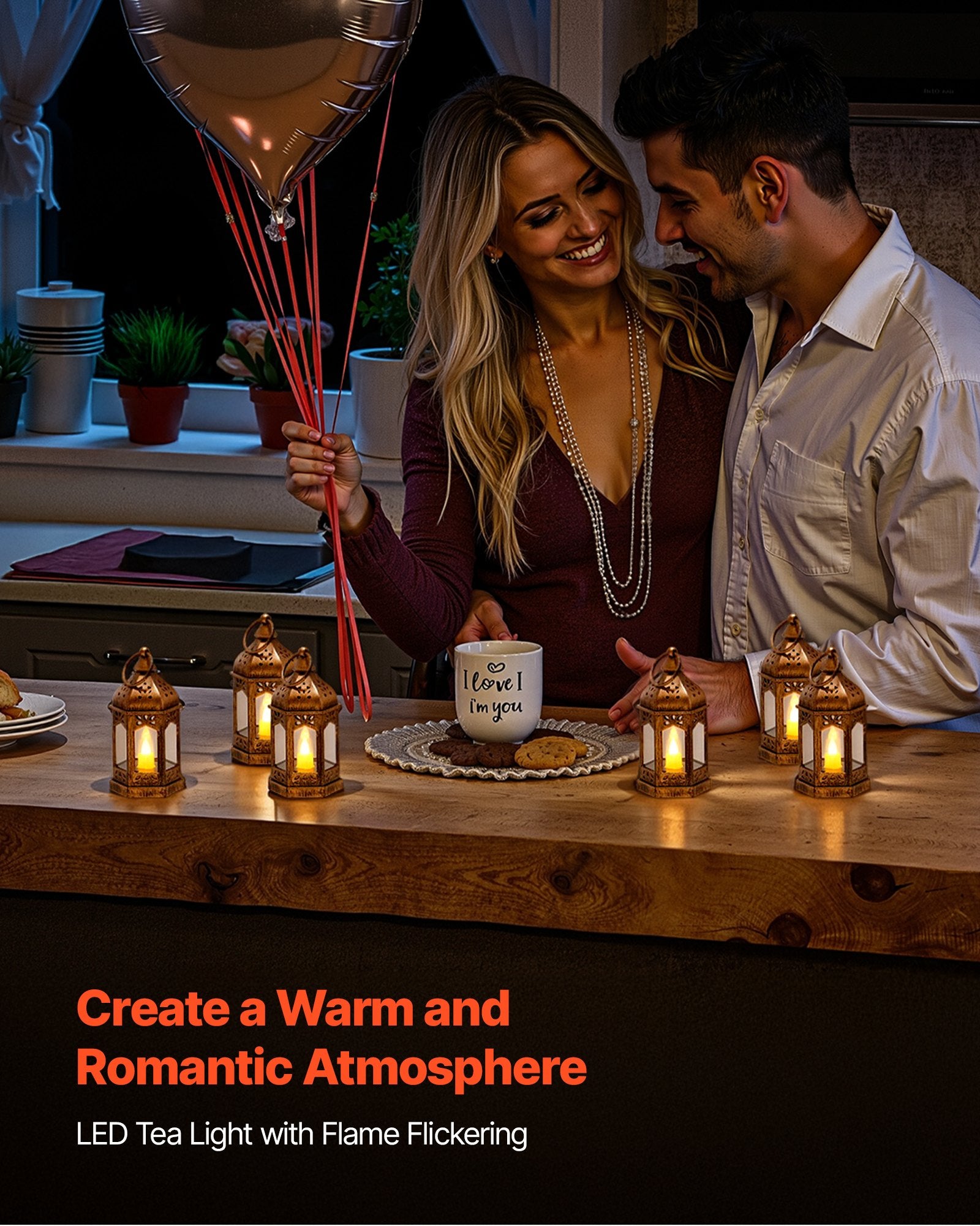 12 pièces de lanterne décorative à bougie LED, porte-bougie LED en plastique avec verre, lanternes murales d’intérieur pour mariage table fête décor intérieur de style ferme, Bronze