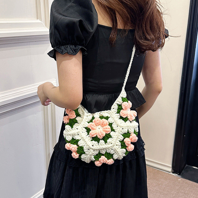 Sac bandoulière tissé fait main, simple et mignon, style artisanal tendance