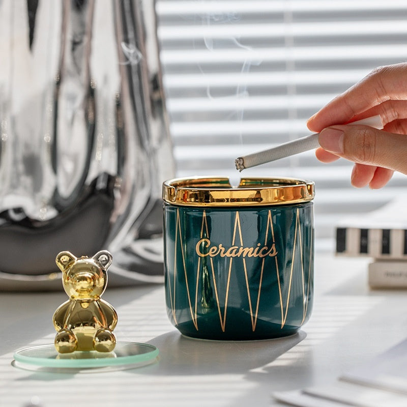 Cendrier en céramique de luxe léger, anti-vol de cendres pour la maison