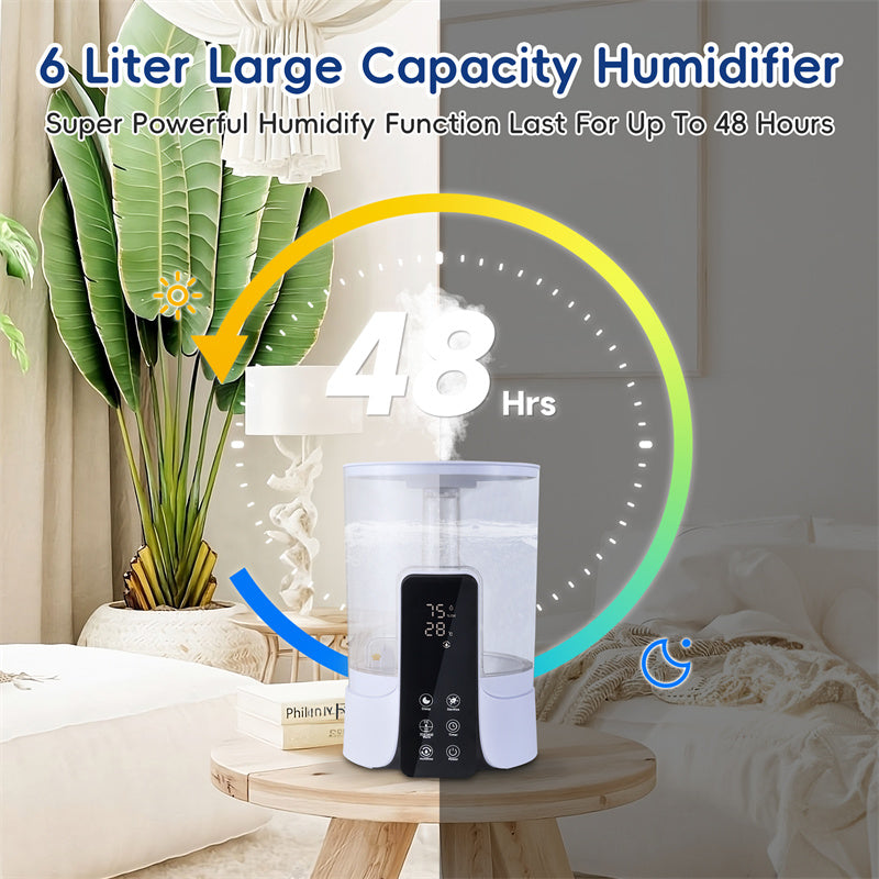 Humidificateur grand volume 6L, chauffage intelligent, UV, stérilisation & télécommande - IVOIRART.COM