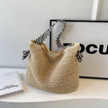 Sac à épaule pour femmes en paille à grande capacité pour les vacances à la mer