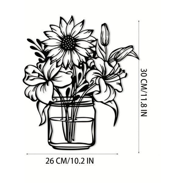 CIFbuy Décoration Murale Vase de Tournesols et Lys en Aluminium pour Maison Champêtre