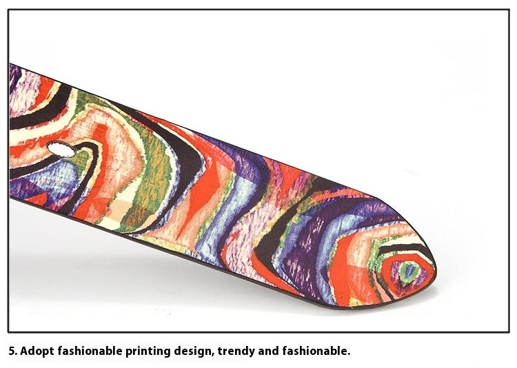 Ceinture décorative en cuir vachette imprimé arc-en-ciel graffiti