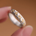 1pc 999 Sterling Silver Hammered Gold-plated Mantra Open Ring, Retro Zen Style, Perfect For Daily Wear & Valentine's Day Gift - IVOIRART.COM