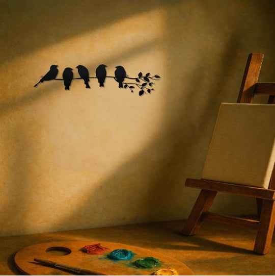 1PC Art mural en métal à la mode - Oiseau sur la branche décoration murale. - IVOIRART.COM