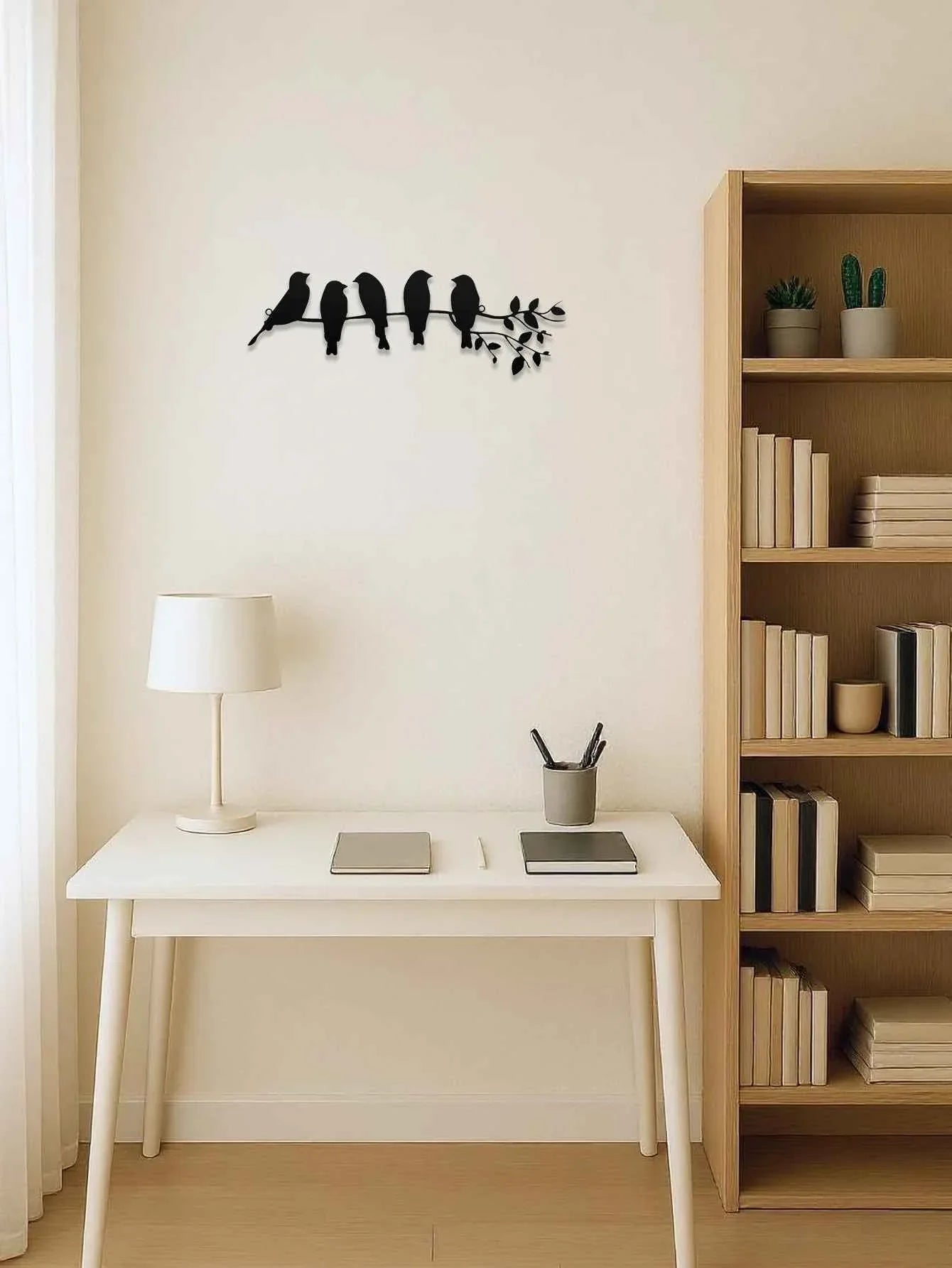 1PC Art Mural en Métal Oiseau, Ornement Mural, Sculpture Décor Mural avec Feuilles et Oiseaux - IVOIRART.COM