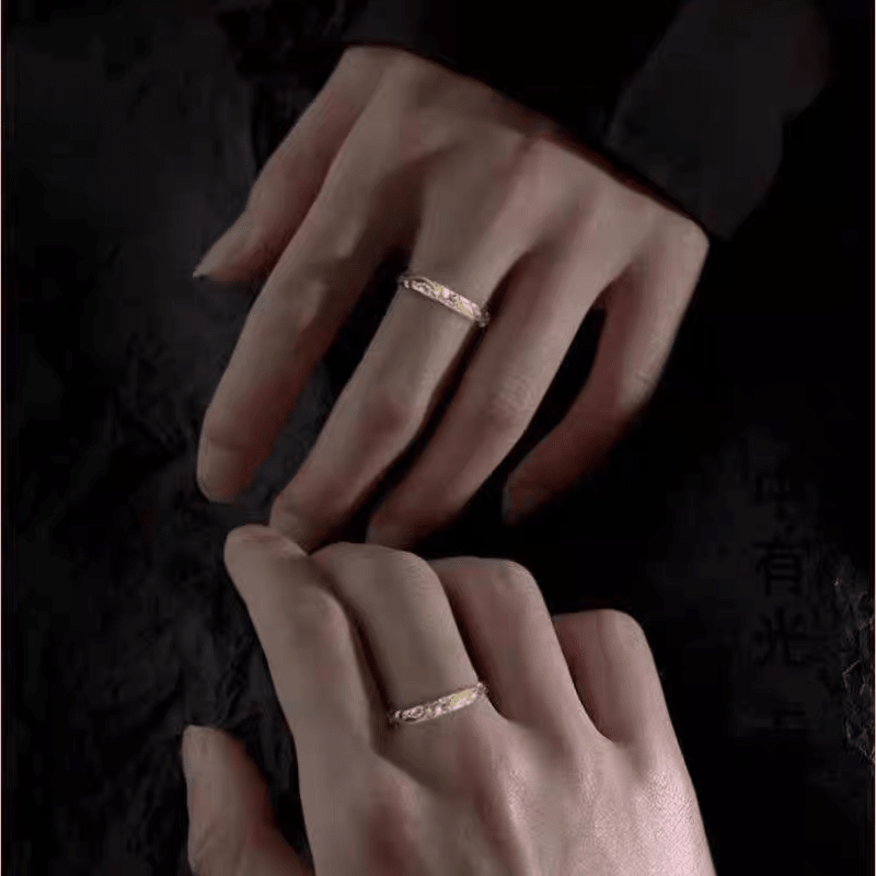 1pc Men's 999 Sterling Silver Two-Tone Meteor Star Open Ring, Minimalist & Cool Style, Perfect For Daily, Dating & Gifting, Ideal Valentine's Gift - IVOIRART.COM