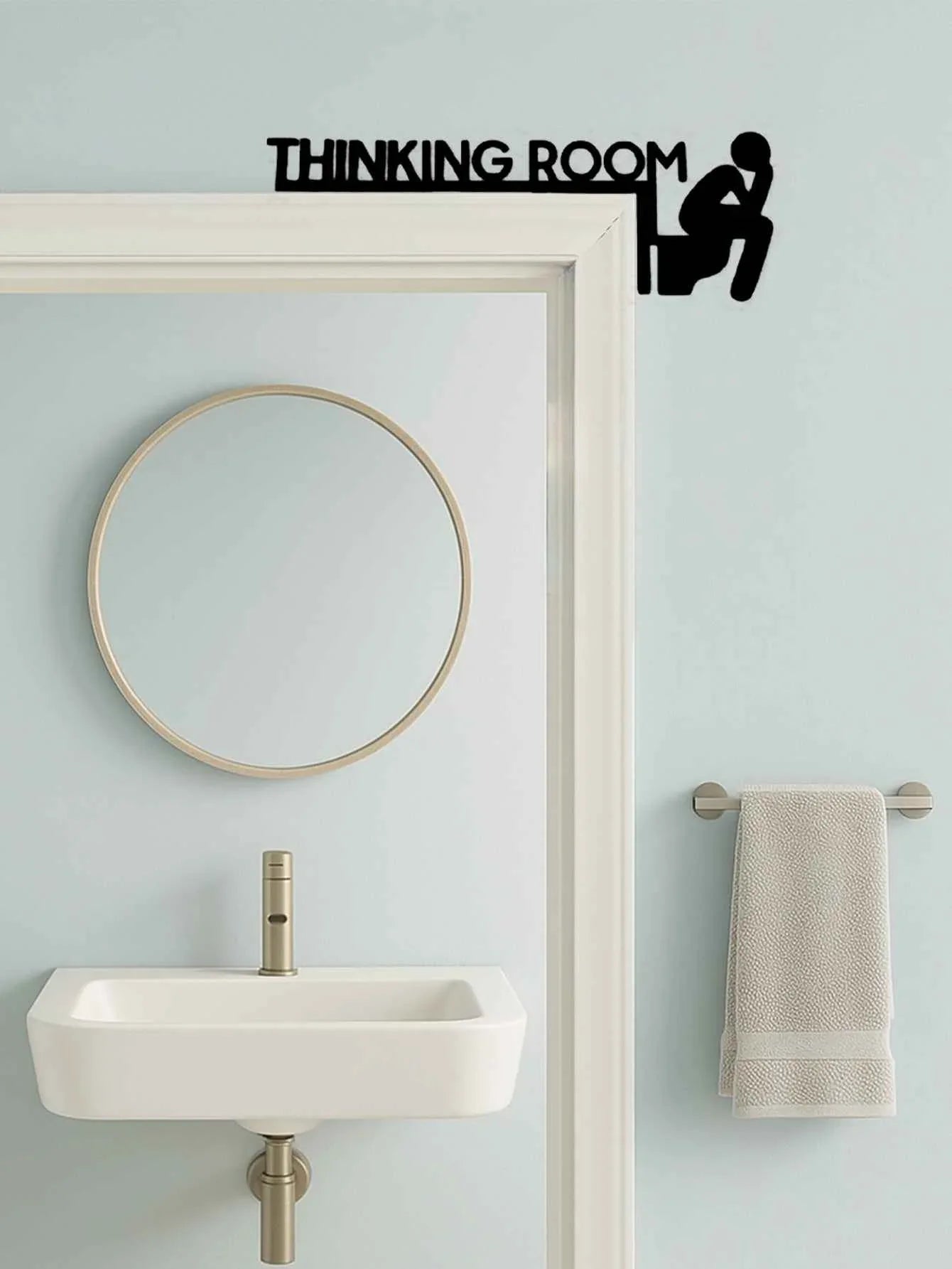 1pc Panneau de Porte de Toilettes en Métal Moderne, Sculpture Murale, Décor de Maison - IVOIRART.COM