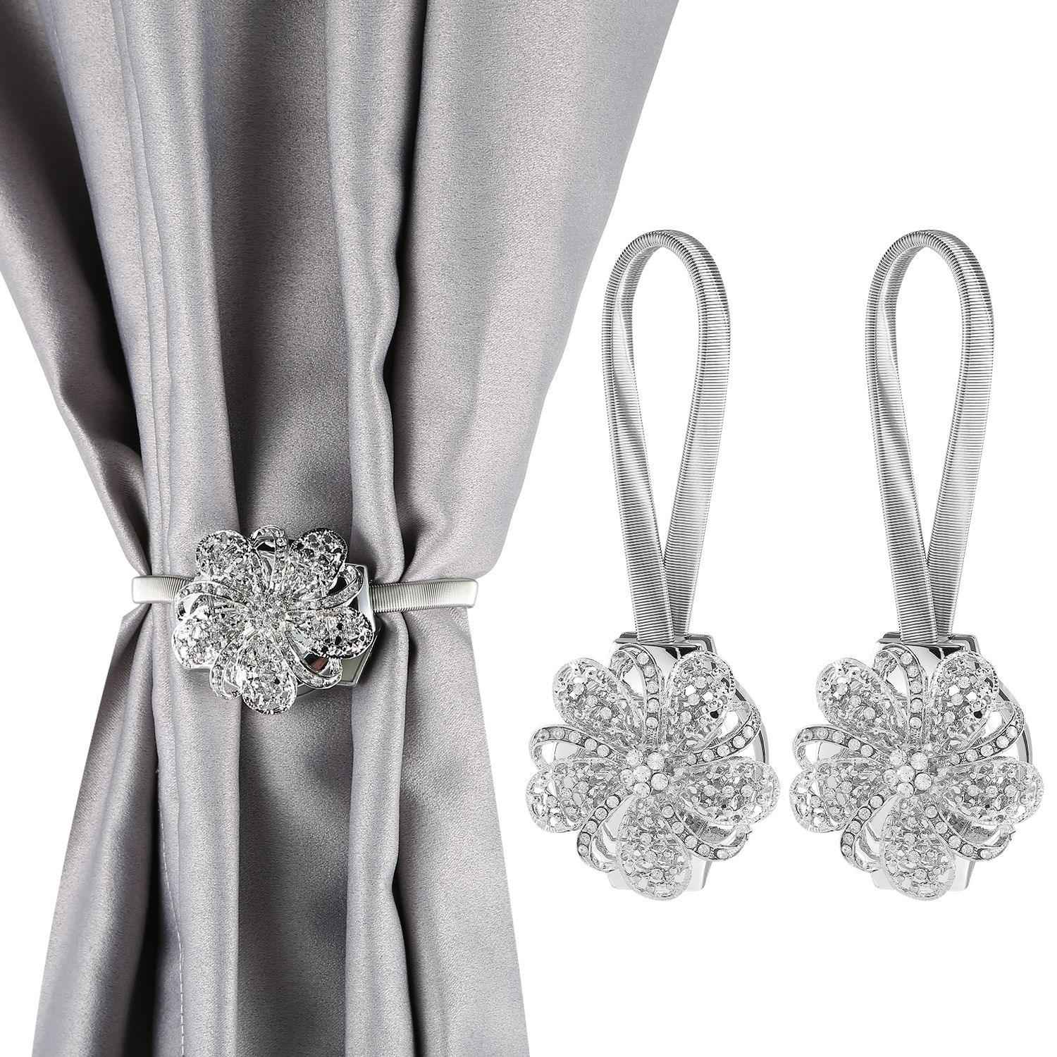 2 lots d'embrasses magnétiques pour rideaux extensibles – Porte - draps décoratif floral pour fenêtre (salon restaurant appartement) - IVOIRART.COM