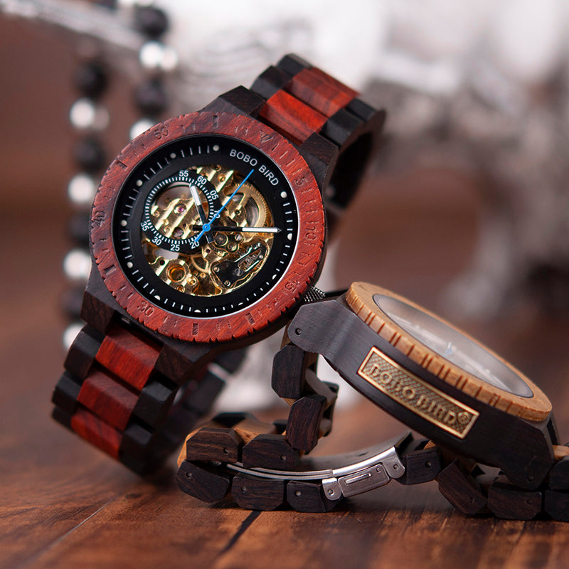 Montre automatique mécanique en bois élégante et robuste pour un style unique