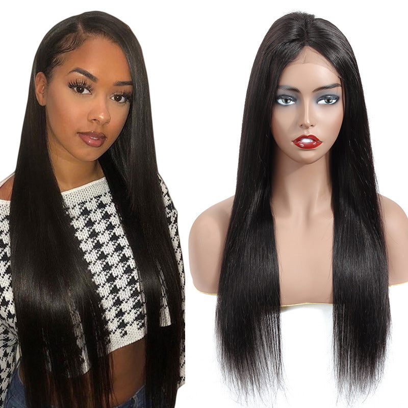 Perruque en cheveux humains naturels avec dentelle, longueur 8-14 pouces, couleur 1B