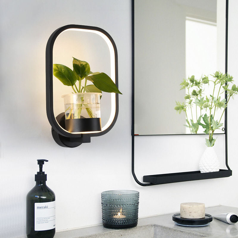 Lampe murale décorative élégante avec base ronde en fer noir ou blanc
