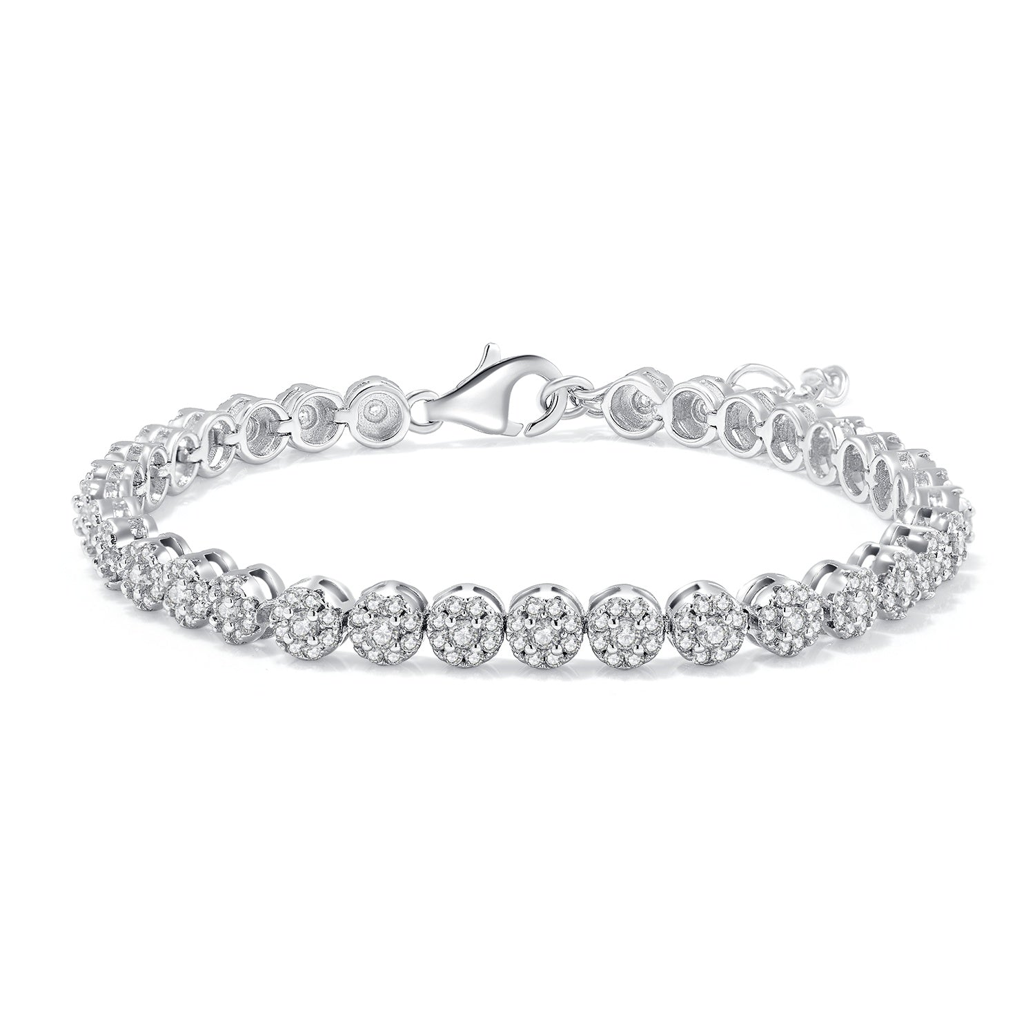 Bracelet Tennis Cluster Moissanite 2mm Argent Sterling S925 18cm 288pcs D VVS1