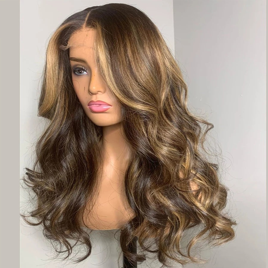 Perruque Femme Mode Cheveux Réels Bouclés Mi-Longs et Longs Grandes Ondes