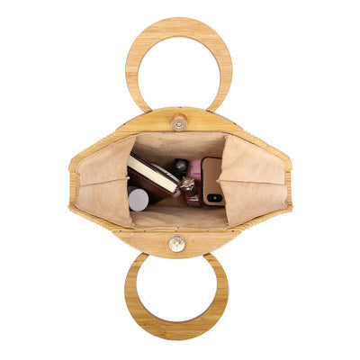 Sac à main tressé en bambou portatif rétro