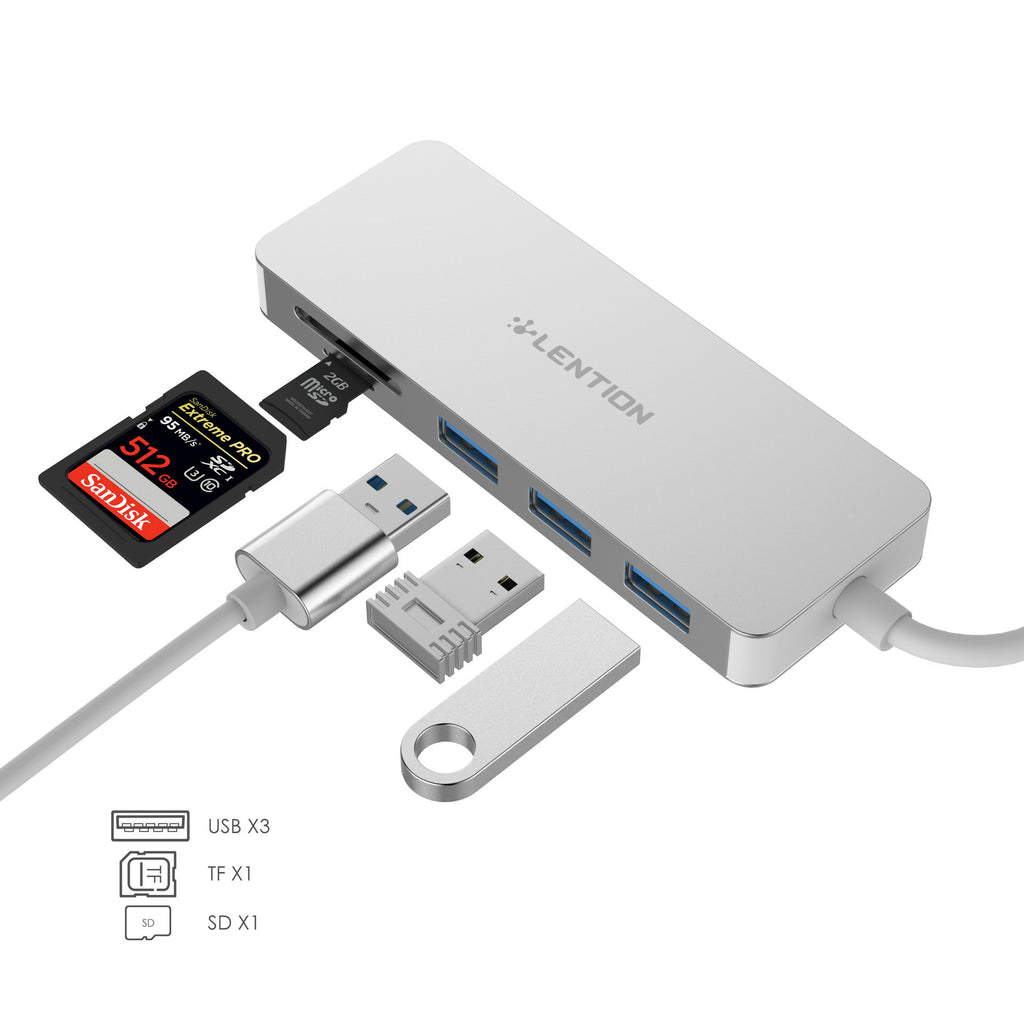 Hub multifonction USB 3.0 avec lecteur de cartes SD et TF, 3 ports USB 3.0